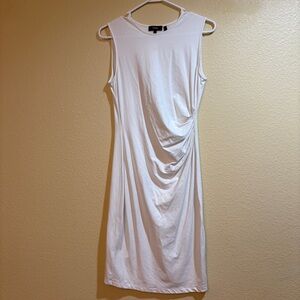 Theory Jorianna SL2 White Dress Size Medium Sleeveless Ruched Waist